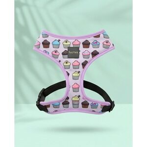 FuzzYard Dog Harness Large Cupcake Print Purple Trim Adjustable Soft Halter